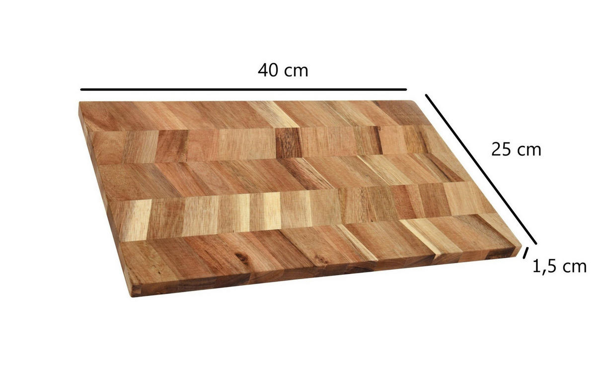 SCHNEIDEBRETT Akazienholz 40/25/1,5 cm - Braun, Holz (25/40cm) - Excellent Houseware