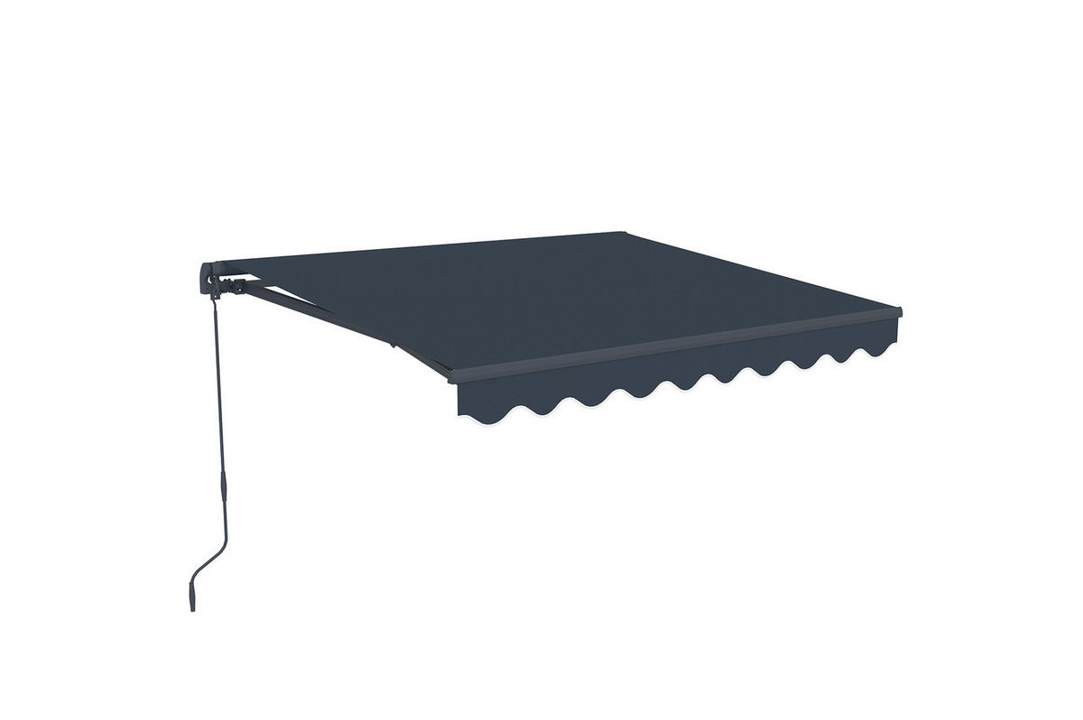 EINTEILIGE MARKISE Vecchio Grau 2,5 m x 2 m - Premium-Leinwand 320g/m² - Grau, Metall (250/270/200cm) - Cazeboo