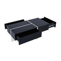 COUCHTISCH 100/50/34,5 cm in Schwarz Hochglanz mit 3 Schubladen und LED-Beleuchtung - Schwarz, Holzwerkstoff (100/50/34.5cm) - Flora Grace