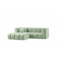 ECKSOFA Modulares In L-Form, Velvet-Stoff Riviera, Mintz, Links, GRAND - Mintgrün, Holz (227/179cm) - Kaiser Möbel
