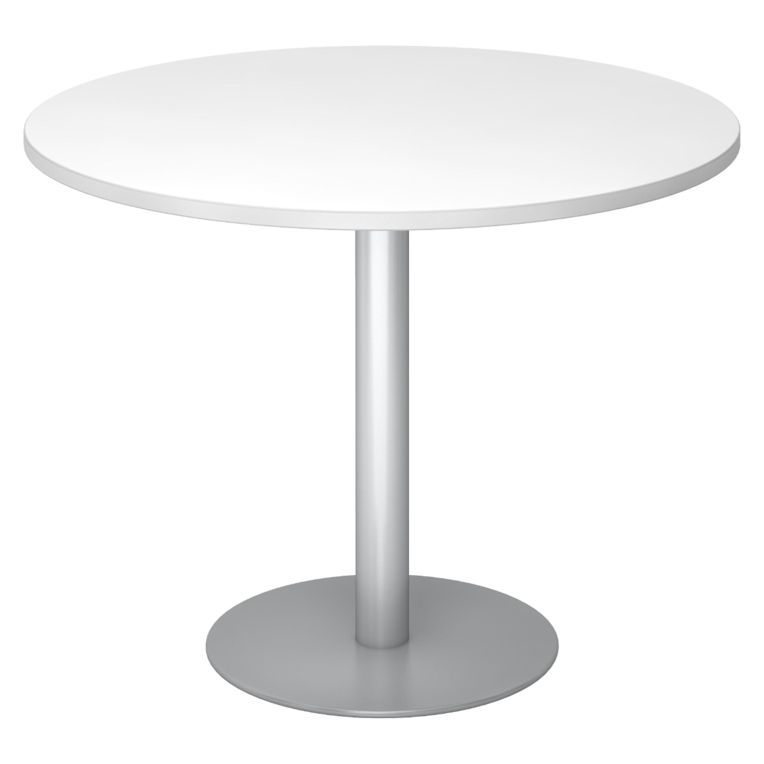 PAUSENTISCH groß STF 100/100/74,5 cm in Weiß/Silberfarben - Silberfarben/Weiß, Holzwerkstoff (100/100/74.5cm) - bümö