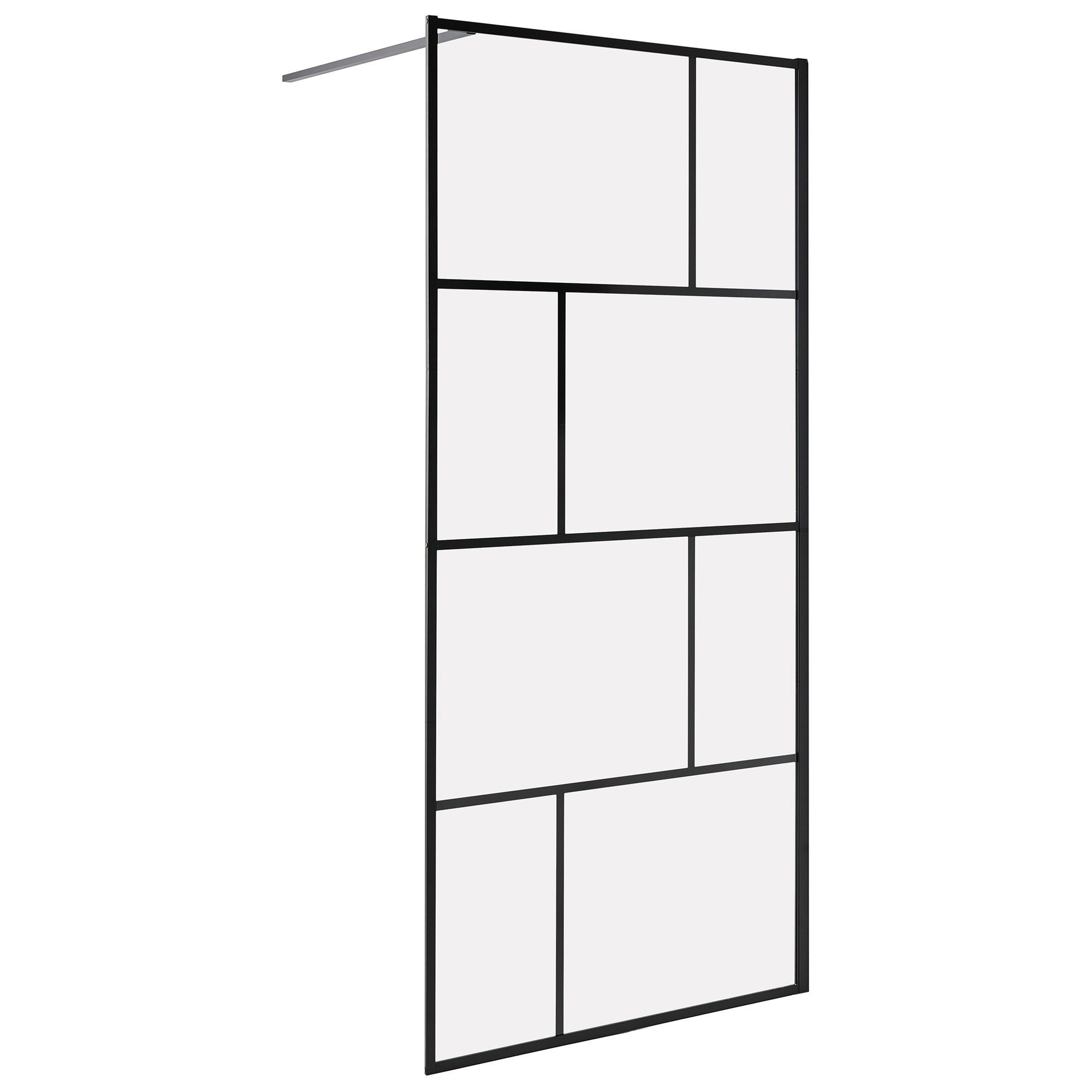 DUSCHWAND 90/195 cm Schwarz Tapajos - Schwarz, Glas (90/195cm) - Beliani