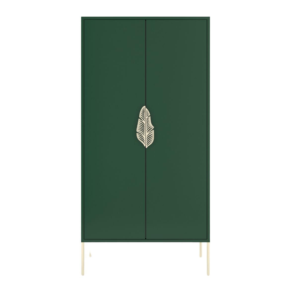 HIGHBOARD Merlin, Grün, Goldene Details - Dunkelgrün/Goldfarben, Holzwerkstoff/Metall (80/160/40cm) - Skandica