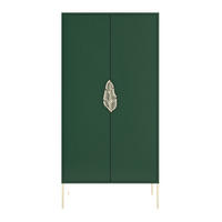 HIGHBOARD Merlin, Grün, Goldene Details - Dunkelgrün/Goldfarben, Holzwerkstoff/Metall (80/160/40cm) - Skandica