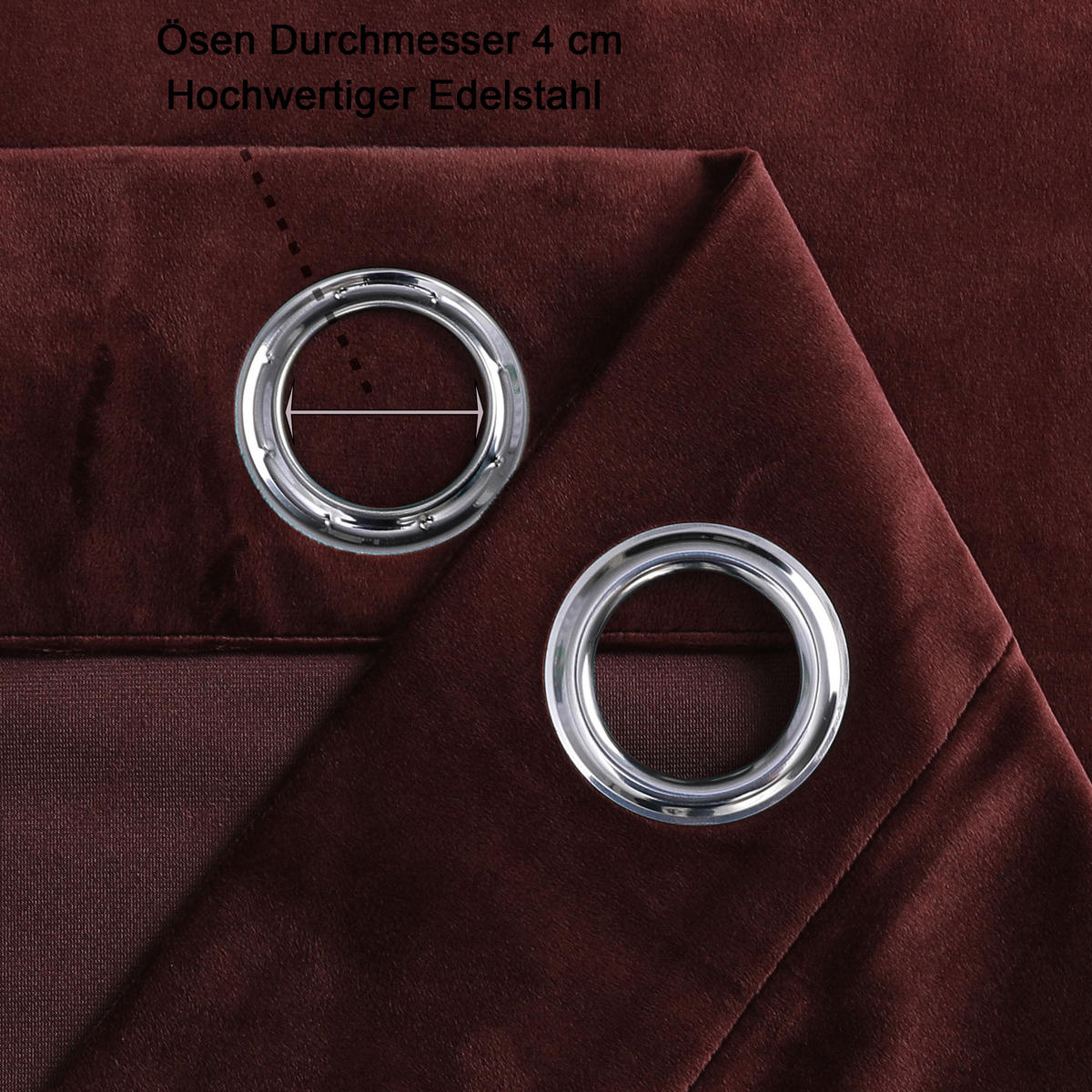 VORHANG Ösen Samt 140/245 cm Bordeaux - Bordeaux, Textil (140/245/245cm) - TiborTex