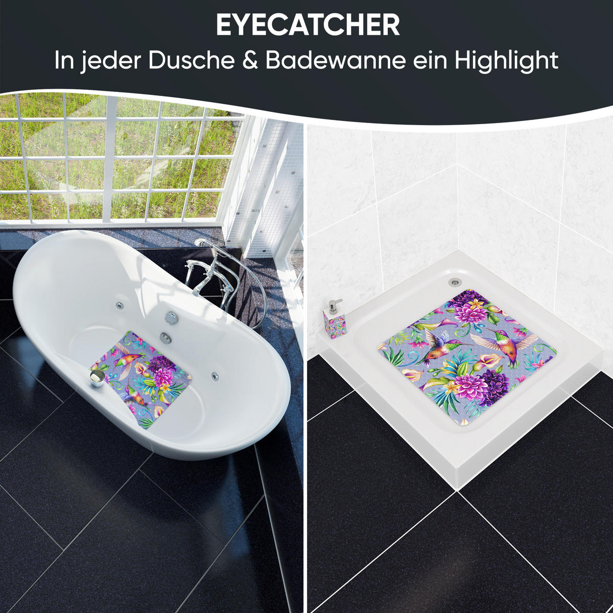 BADEMATTE Kolibri - Multicolor, Kunststoff (53/53cm) - Sanilo