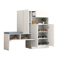 SCHUHSCHRANK 2-IN-1 WEISS mit gewölbten Türen Soft-Close und Sitzbank 130x35x110 cm - Weiß, Holzwerkstoff (35/110/130cm) - Fuleadture