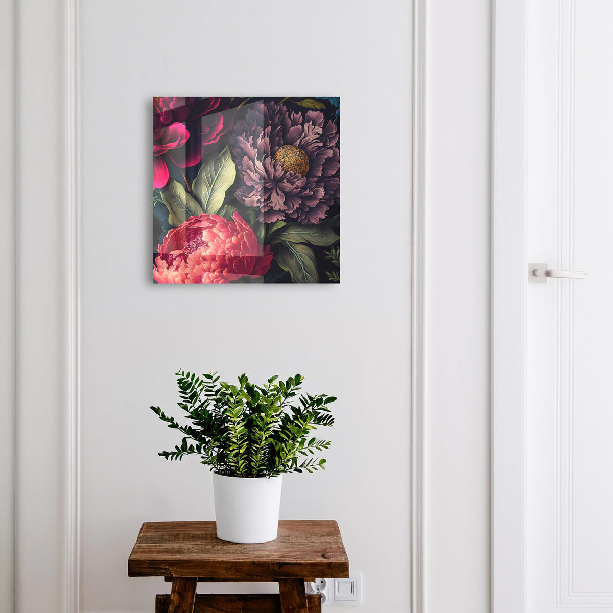 SCHLÜSSELBOX Schwarz 30x30 cm- Türöffnung nach rechts - Blumen des Luxus - Lila, Metall (30/30/5cm) - TULUP