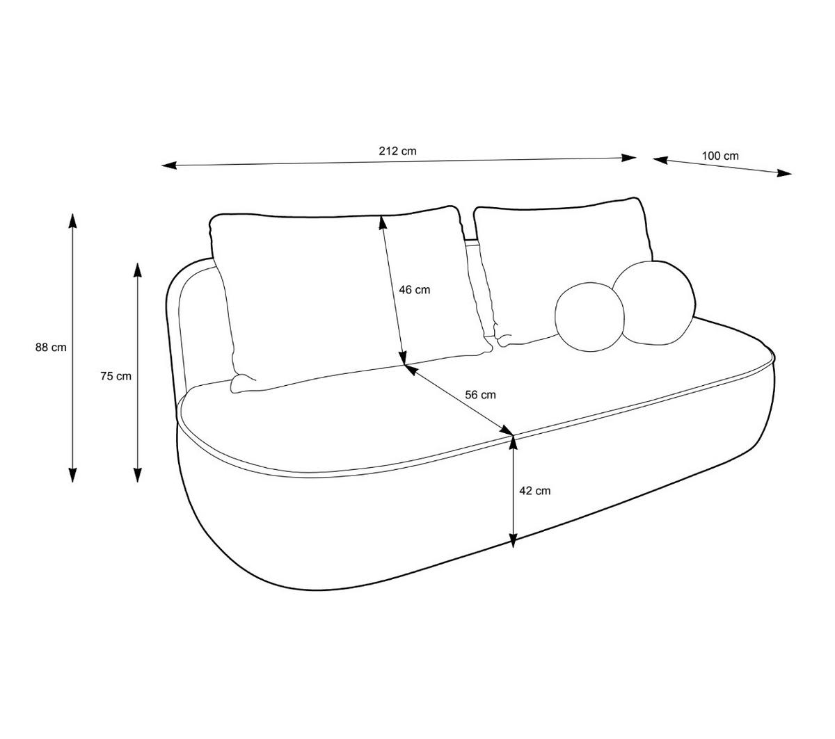 BETTSOFA KIRA Creme Chenille-Stoff mit Schlaffunktion - Creme, Textil (100/88/212cm) - MASSENO