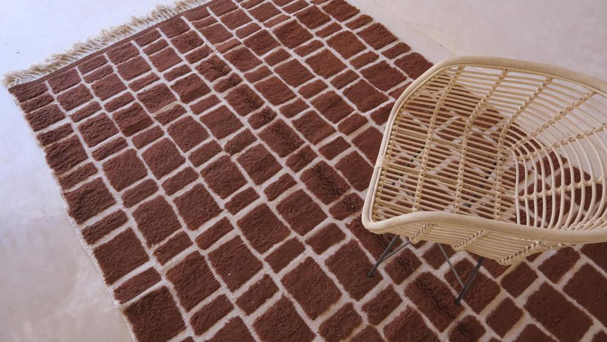 BERBERTEPPICH aus Marokko aus reiner Wolle bruin - Braun, Naturmaterialien (198/294cm) - AFK Living