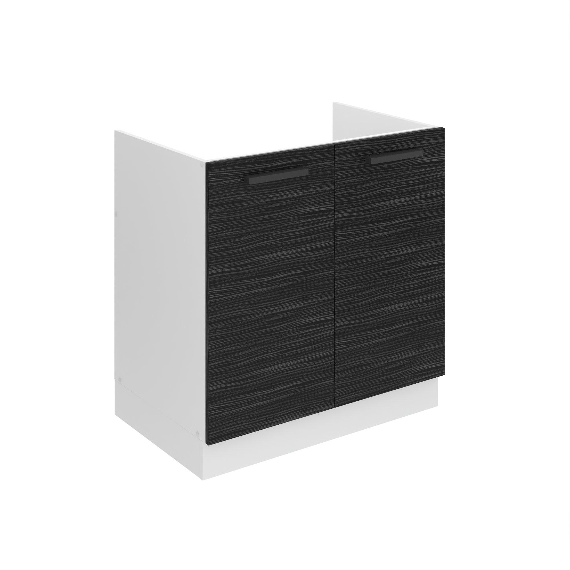 SPÜLENUNTERSCHRANK 80 cm SDZ, ohne Arbeitsplatte, mit 2 Türen, Königliches Ebenholz - Schwarz Hochglanz, Holz (80/82/51.6cm) - B BELINI GROUP