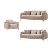 SITZGARNITUR Sucre, Beige Stellvariante 3+2+1 - Beige, Holzwerkstoff/Kunststoff (240/80/100cm)