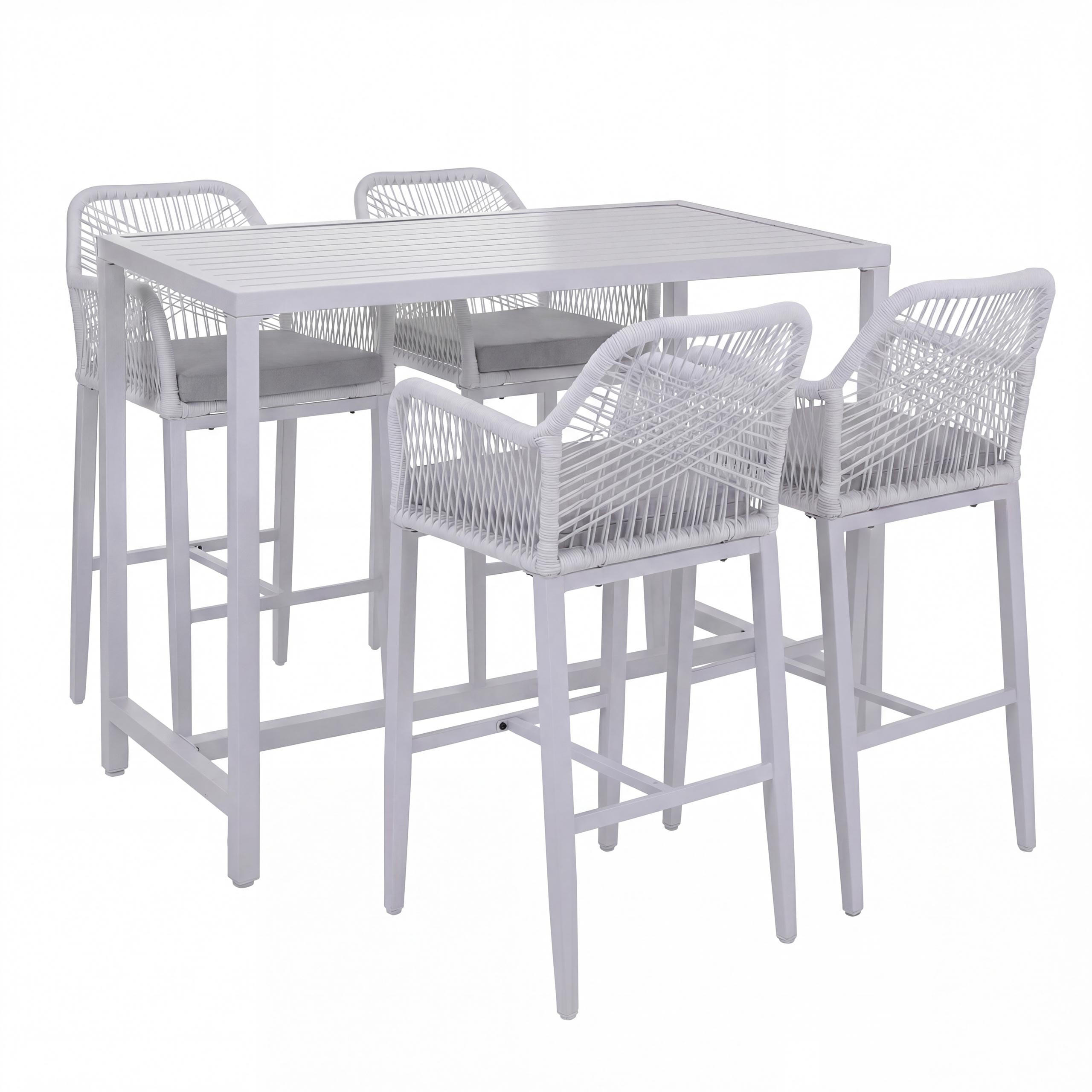 SET BARSKA MIZA + BARSKI STOLI kvadratni sivi komplet 5 kosov - siva, kovina (65/130/105cm) - MCW