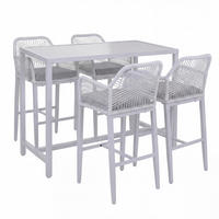 SET BARSKA MIZA + BARSKI STOLI kvadratni sivi komplet 5 kosov - siva, kovina (65/130/105cm) - MCW