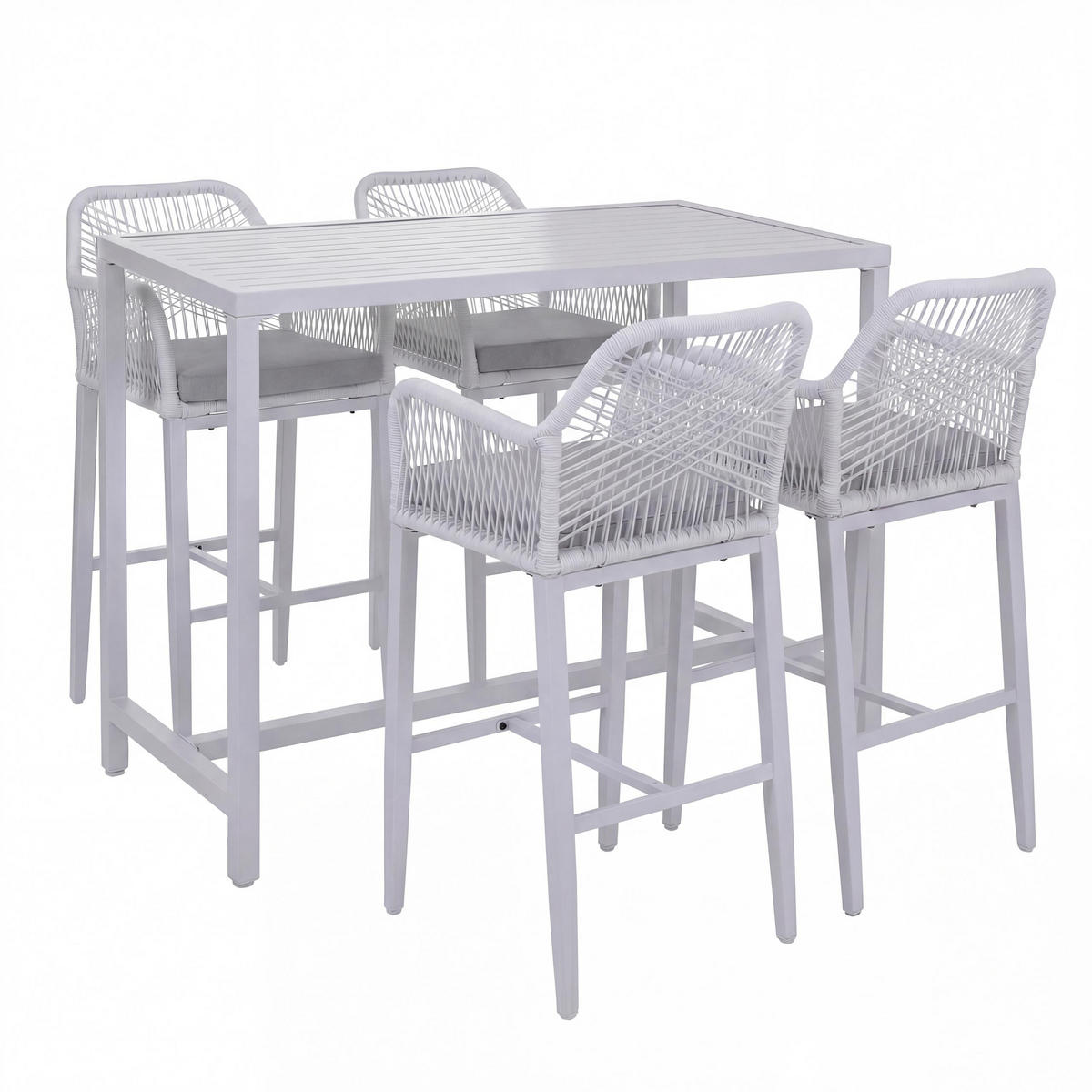 SET BARSKA MIZA + BARSKI STOLI kvadratni sivi komplet 5 kosov - siva, kovina (65/130/105cm) - MCW