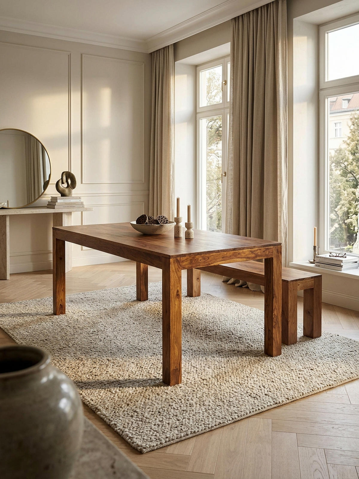 ESSTISCH Massivholz Akazie Rechteckig Handgefertigt NAKO, Braun 180x90x76 cm - Dunkelbraun/Braun, Holz (90/180/76cm) - KADIMA DESIGN