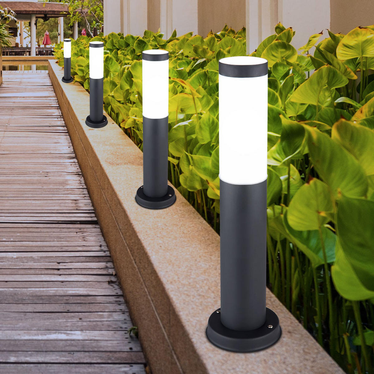 LED AUSSENLEUCHTE BOSTON Edelstahl Opal - Anthrazit, Kunststoff/Metall (12.7/45/12.7cm) - Globo Lighting