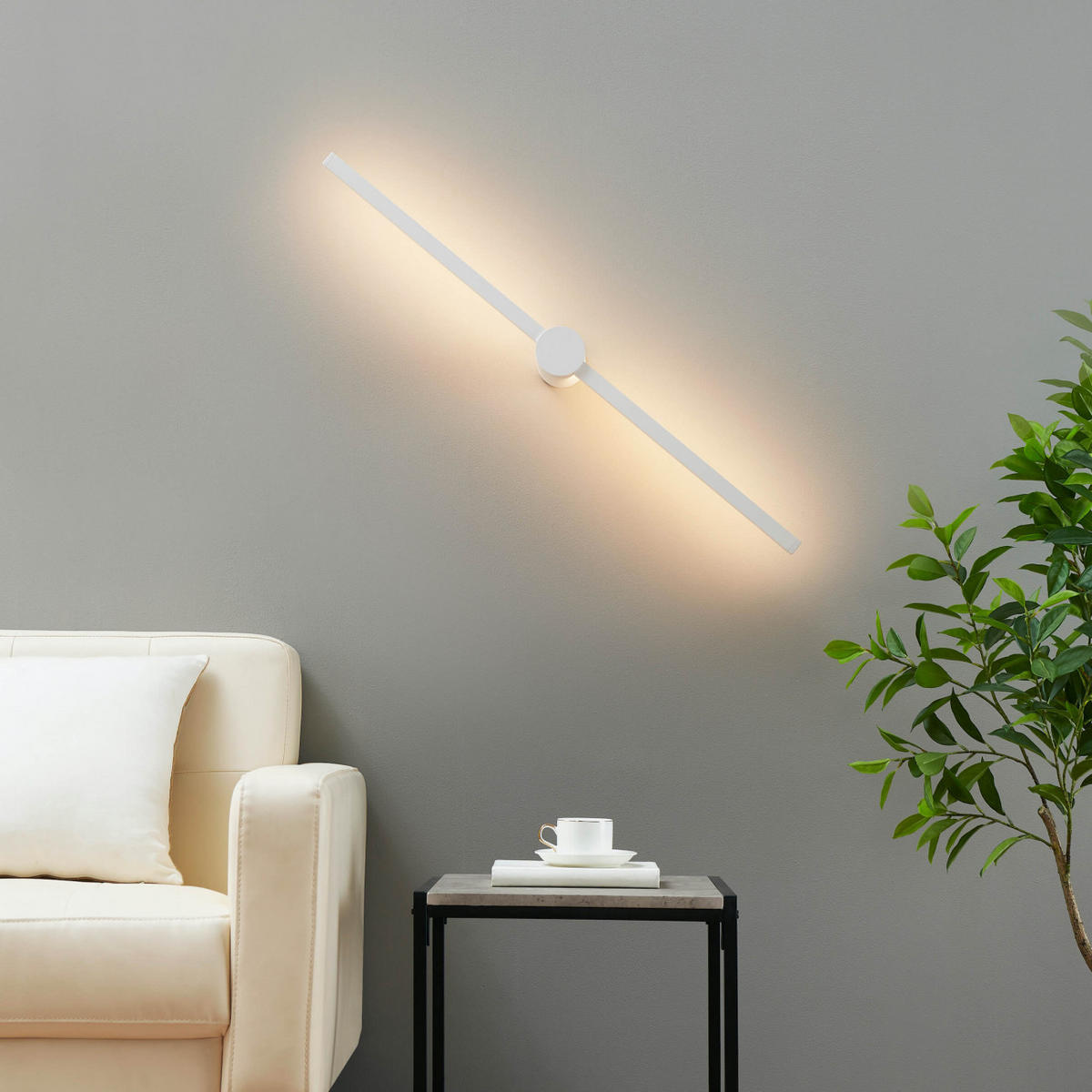 WANDLEUCHTE Eydon, Weiß, 80cm - Weiß, Metall (13/6.5/80cm) - KOSILUM