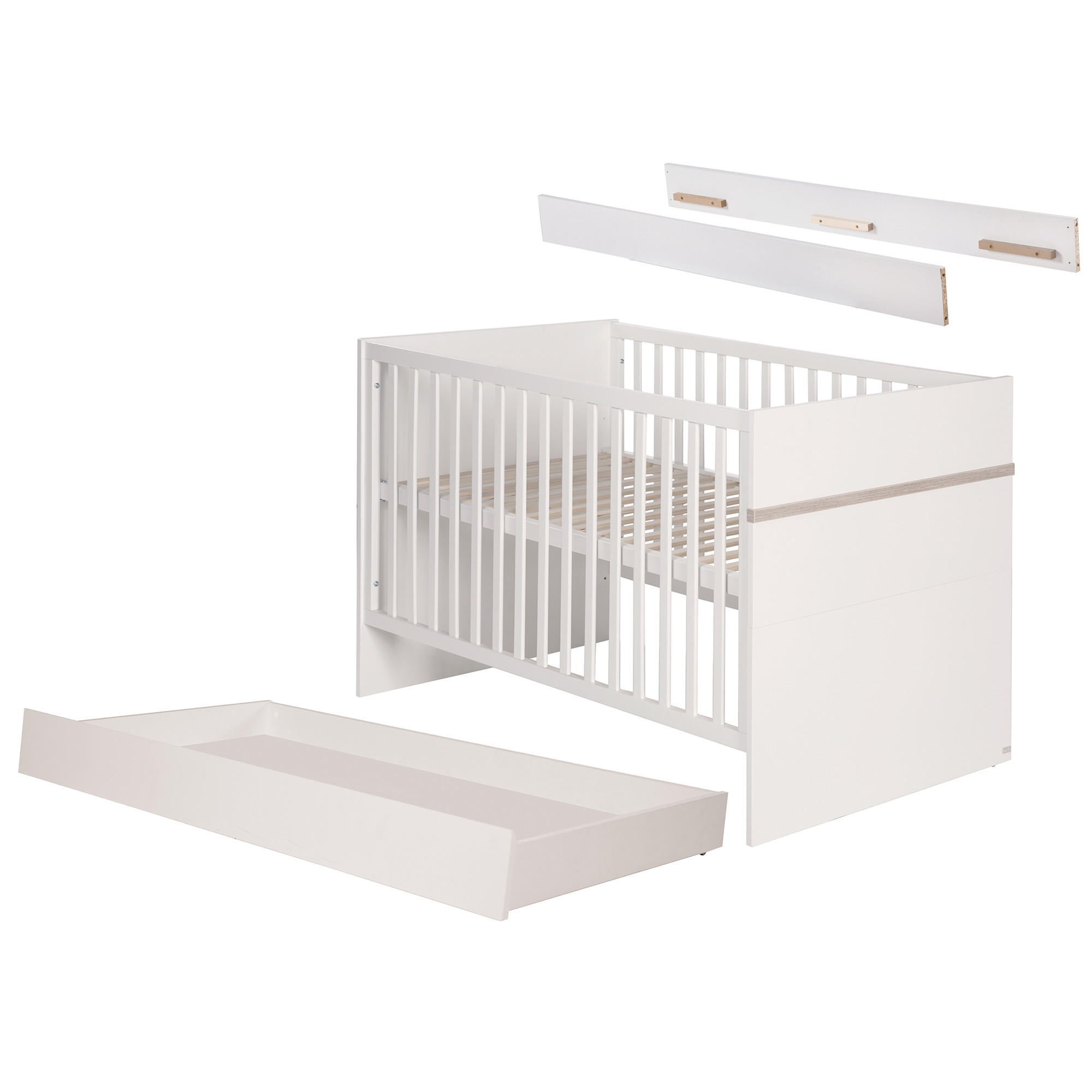 BABYBETT -Set Moritz 70 x 140 cm - Weiß, Holzwerkstoff (76/81/142.5cm) - Roba