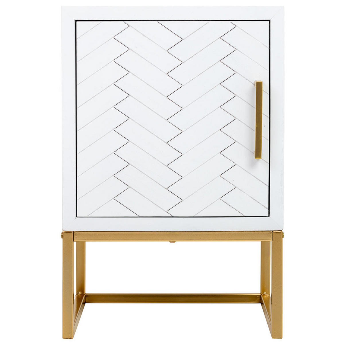 NACHTTISCH aus Metall und Holz, 40x35x61cm - Weiß, Holz (40/61/35cm) - Wanderlust