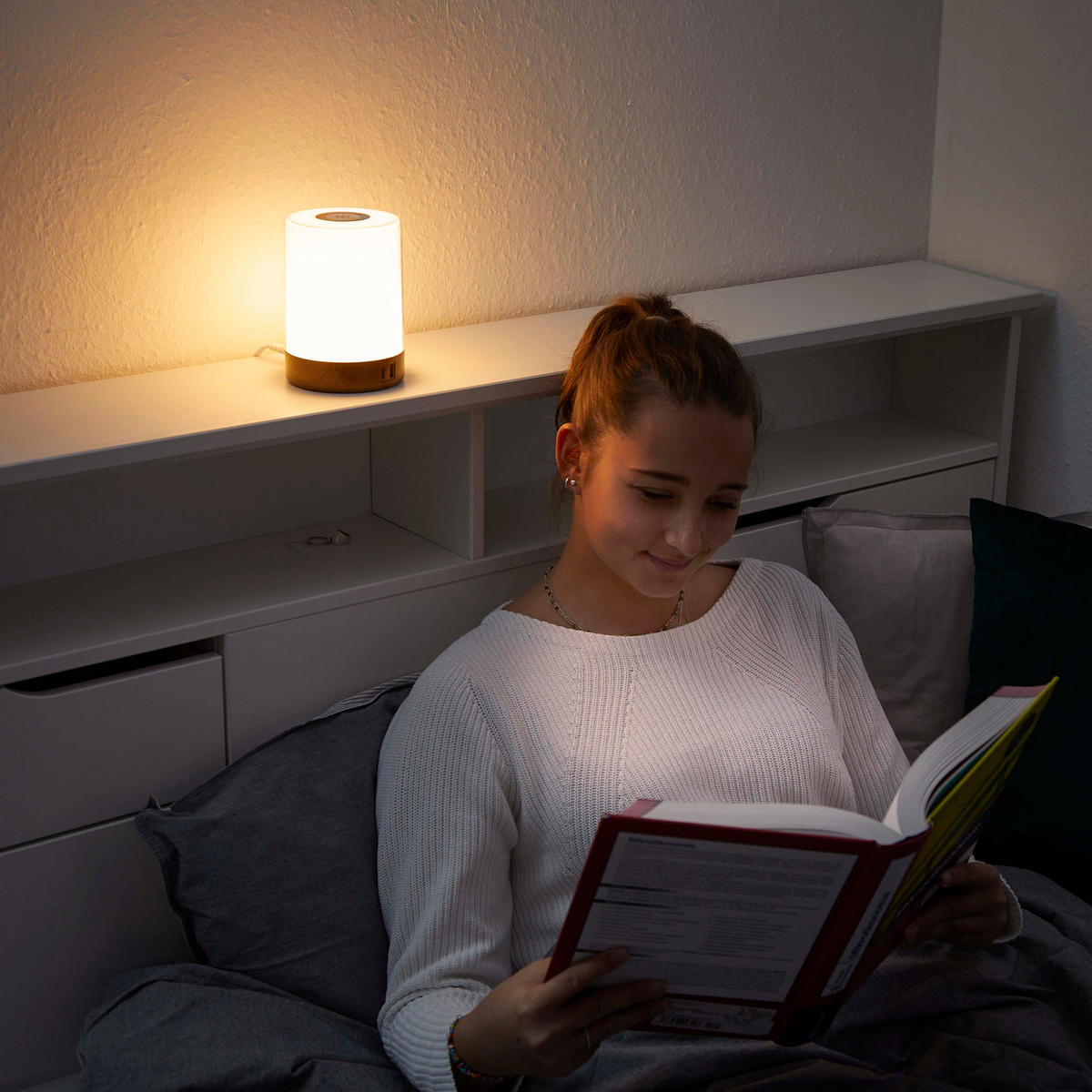 LED-TISCHLEUCHTE - dimmbar mit Farbwechsel, Touch-Taste und USB-Ladeports für Wohnbereich - Weiß, Kunststoff (10.6/10.6/14.6cm) - Northpoint