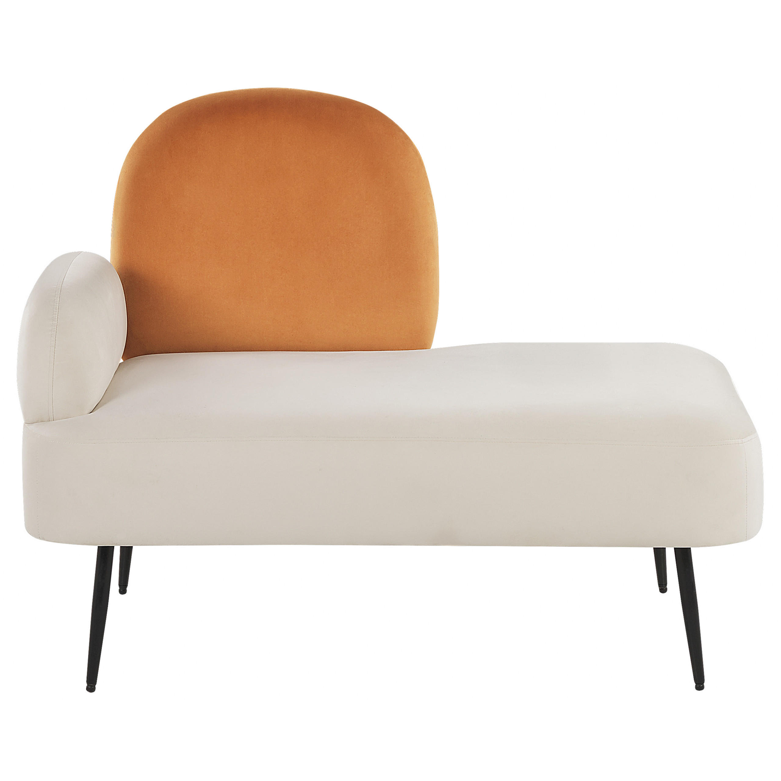 CHAISELONGUE Samtstoff weiß/orange linksseitig Arcey - Orange/Weiß, Textil (122/100/74cm) - Beliani