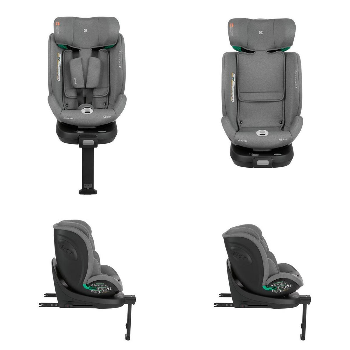 KINDERSITZ i-Twist i-Size dunkelgrau (40-150 cm) Gruppe 0+/1/2/3 Stützbein Isofix - Grau, Kunststoff (43/62/55cm) - Kikka boo