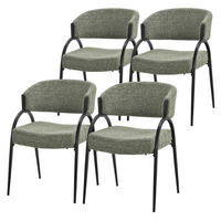 ESSZIMMERSTUHL 4er Set Küchenstühle gepolstert mit Webstoff-Bezug und Arm- und Rückenlehne Grün - Schwarz/Grün, Textil/Metall (54/81/65cm) - ML-DESIGN
