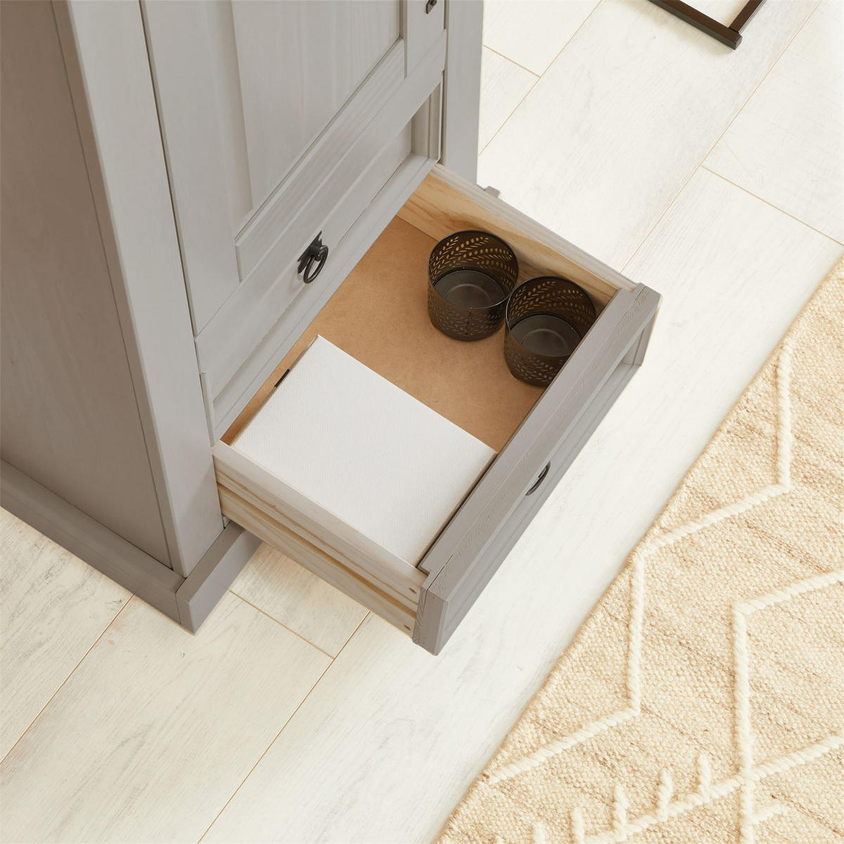 SCHUHSCHRANK TEQUILA - Braun/Grau, Holz (53/190/38cm) - IDIMEX