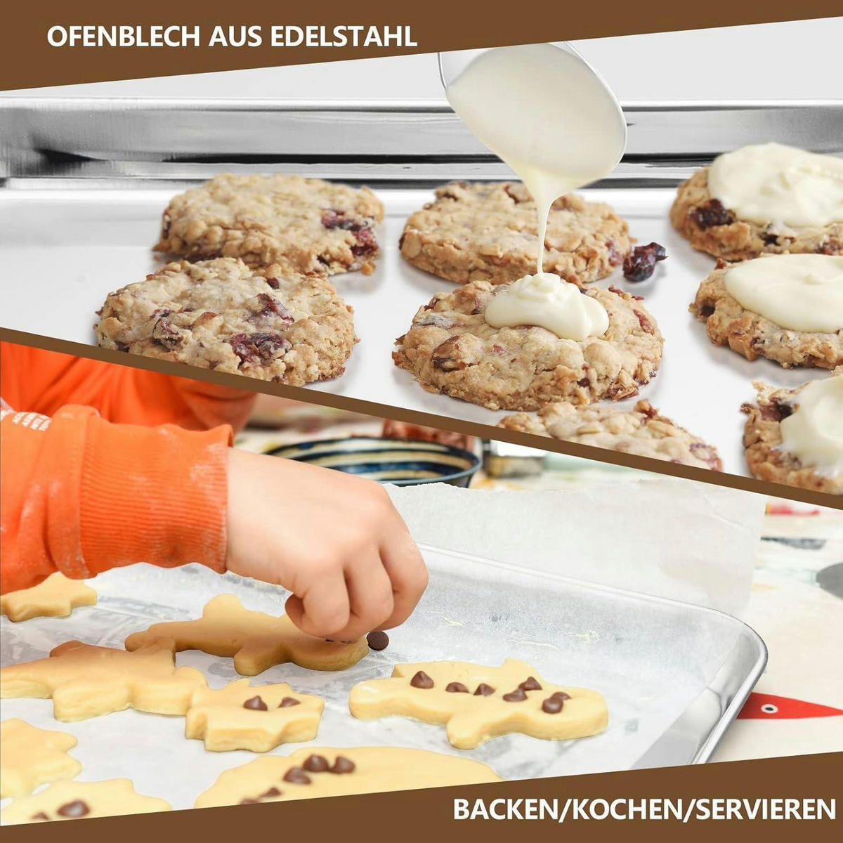 BACKBLECH 2er Set Edelstahl 31,4x24,6x2,5 cm - Silberfarben, Metall (24.6/2.5/31.4cm)