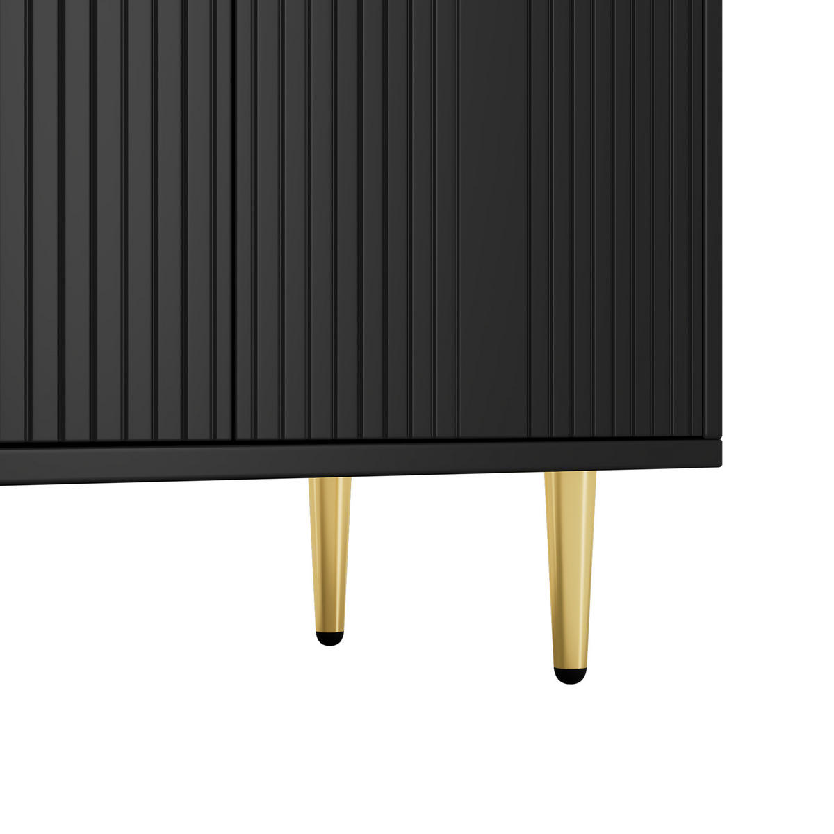 SIDEBOARD schwarz & gold-details mit 4 türen & 3d-rillen-design - Schwarz, Holzwerkstoff (160/80/40cm) - Urban Meuble