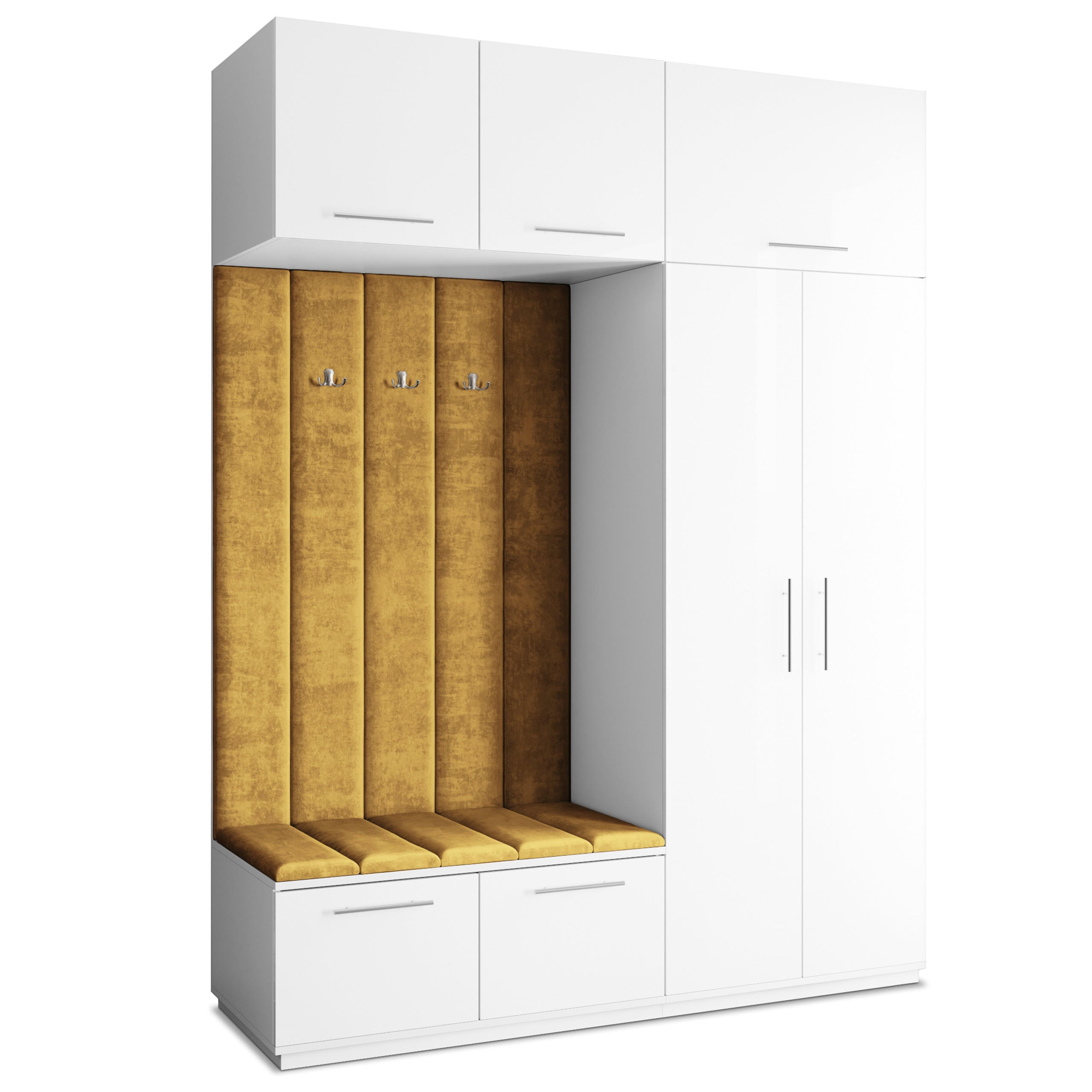 GARDEROBENSCHRANK REMA 180/240/60 cm Modern Garderobe-Set Weiß - Gelb/Weiß, Holzwerkstoff (180/240/60cm) - MASSENO