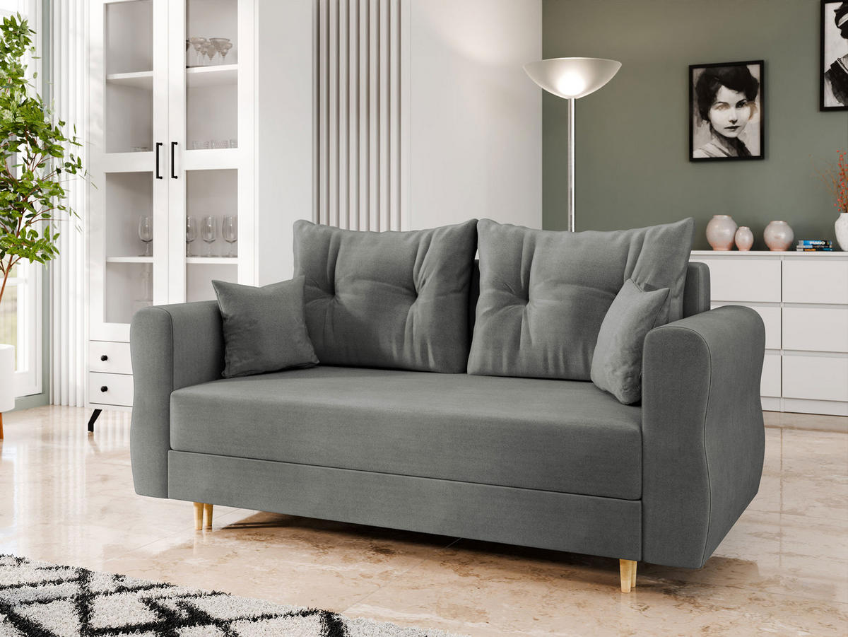 SCHLAFSOFA Zako 2 - Naturfarben/Grau, Holz/Textil (167/85/77cm) - MIRJAN24