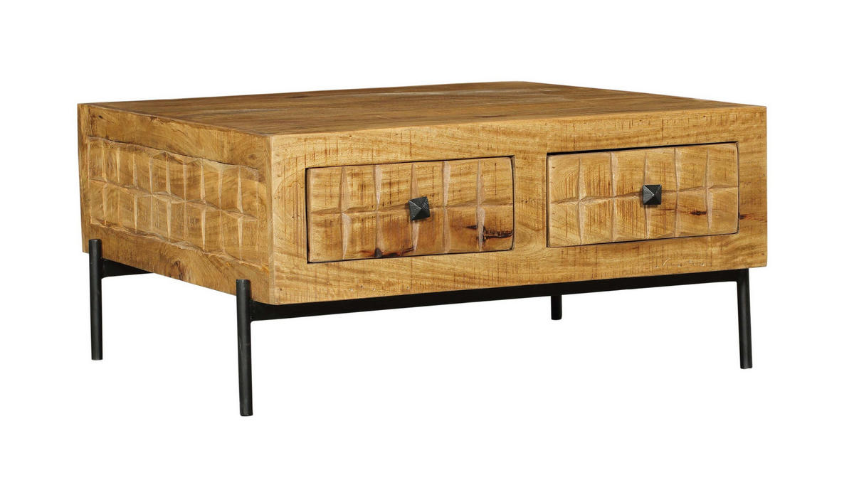 COUCHTISCH Savion Mangoholz 80 cm / 80 cm Natur - Naturfarben, Holz (80/80/40cm)