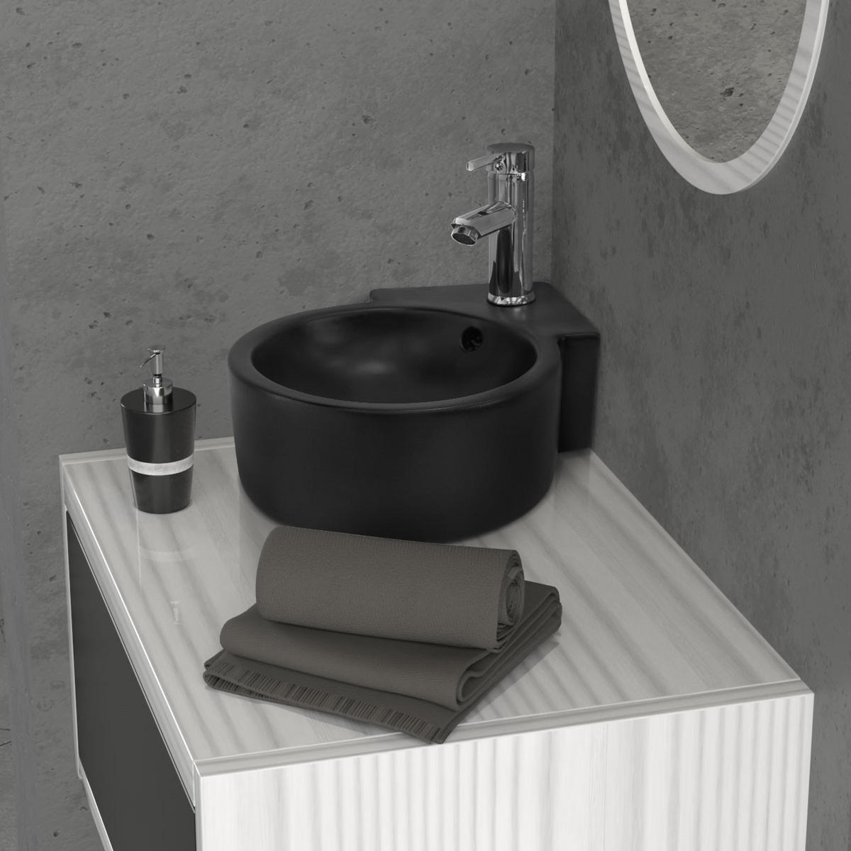 WASCHBECKEN - Schwarz, Keramik (36/13/45cm) - ML-DESIGN