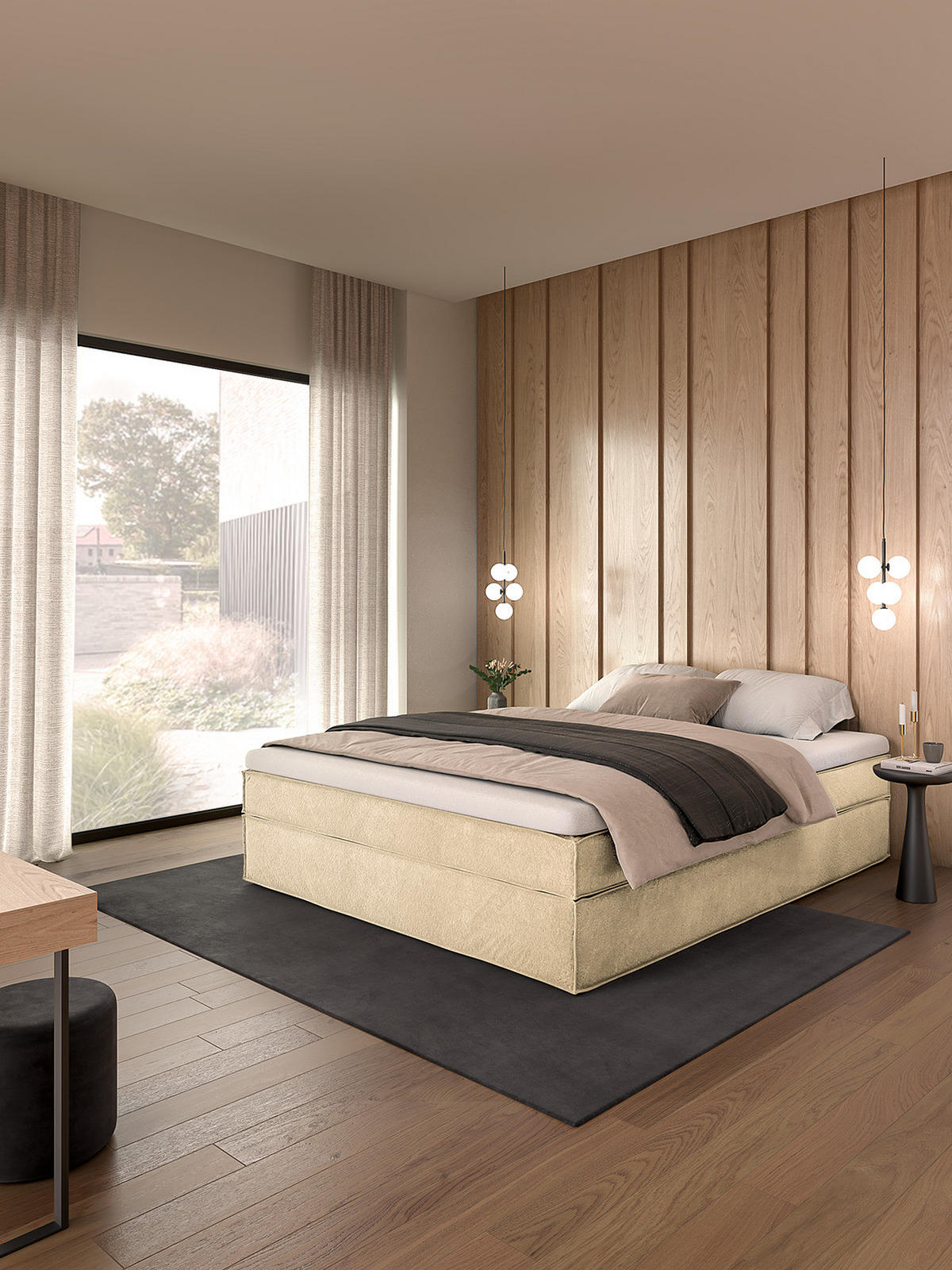 BOXSPRINGBETT - Premium - Beige, Textil (180/200cm) - home24