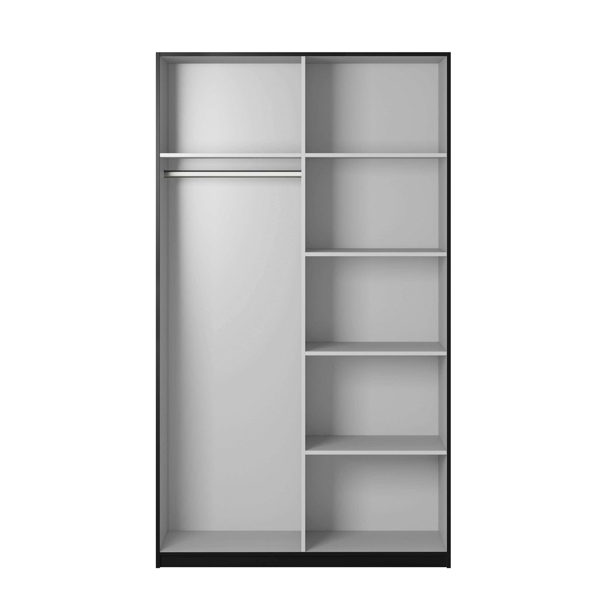 SCHWEBETÜRENSCHRANK BETTINA 150/210/61 cm 2-türig mit Spiegel Schwarz - Schwarz, Holzwerkstoff (150/210/61cm) - MASSENO