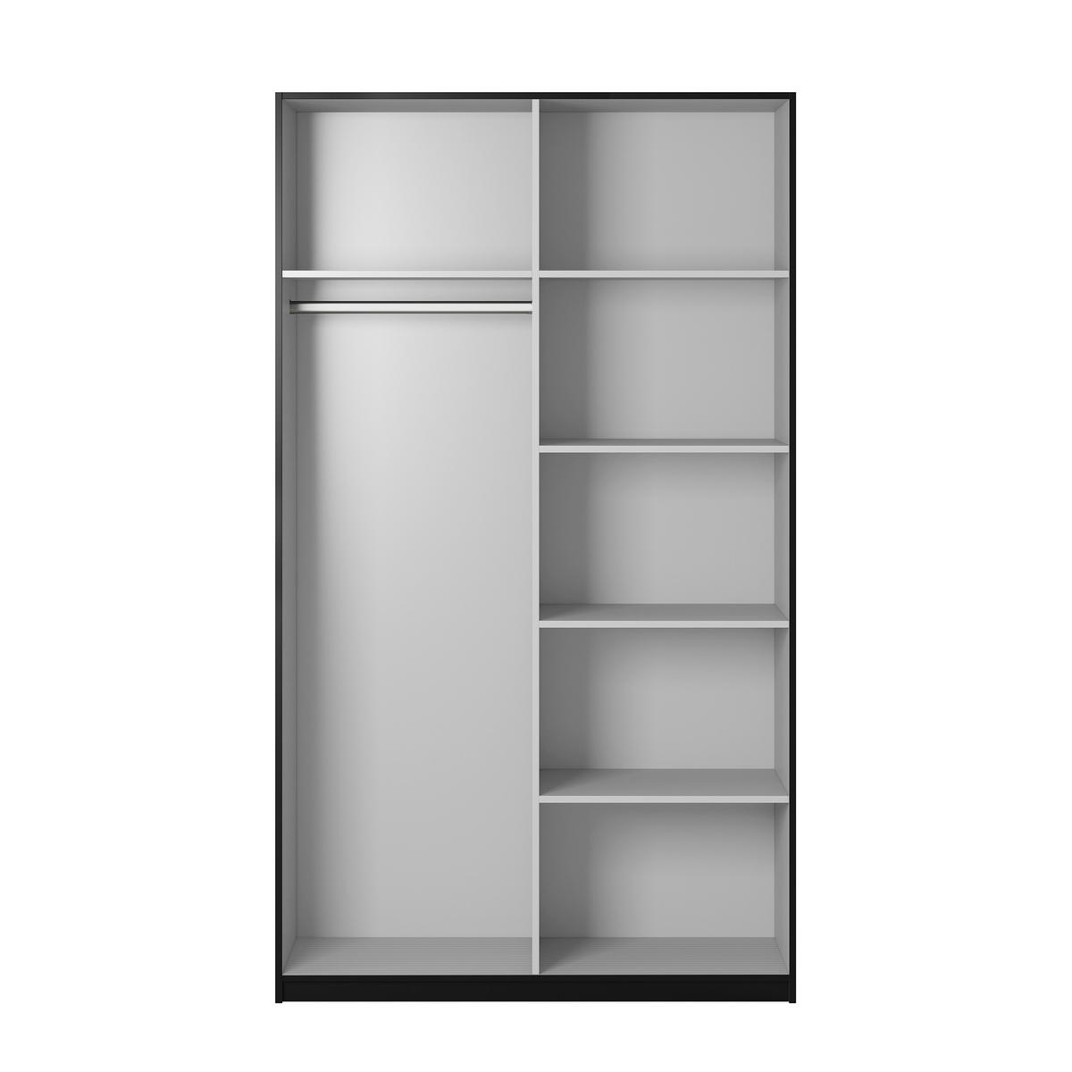 SCHWEBETÜRENSCHRANK BETTINA 150/210/61 cm 2-türig mit Spiegel Schwarz - Schwarz, Holzwerkstoff (150/210/61cm) - MASSENO