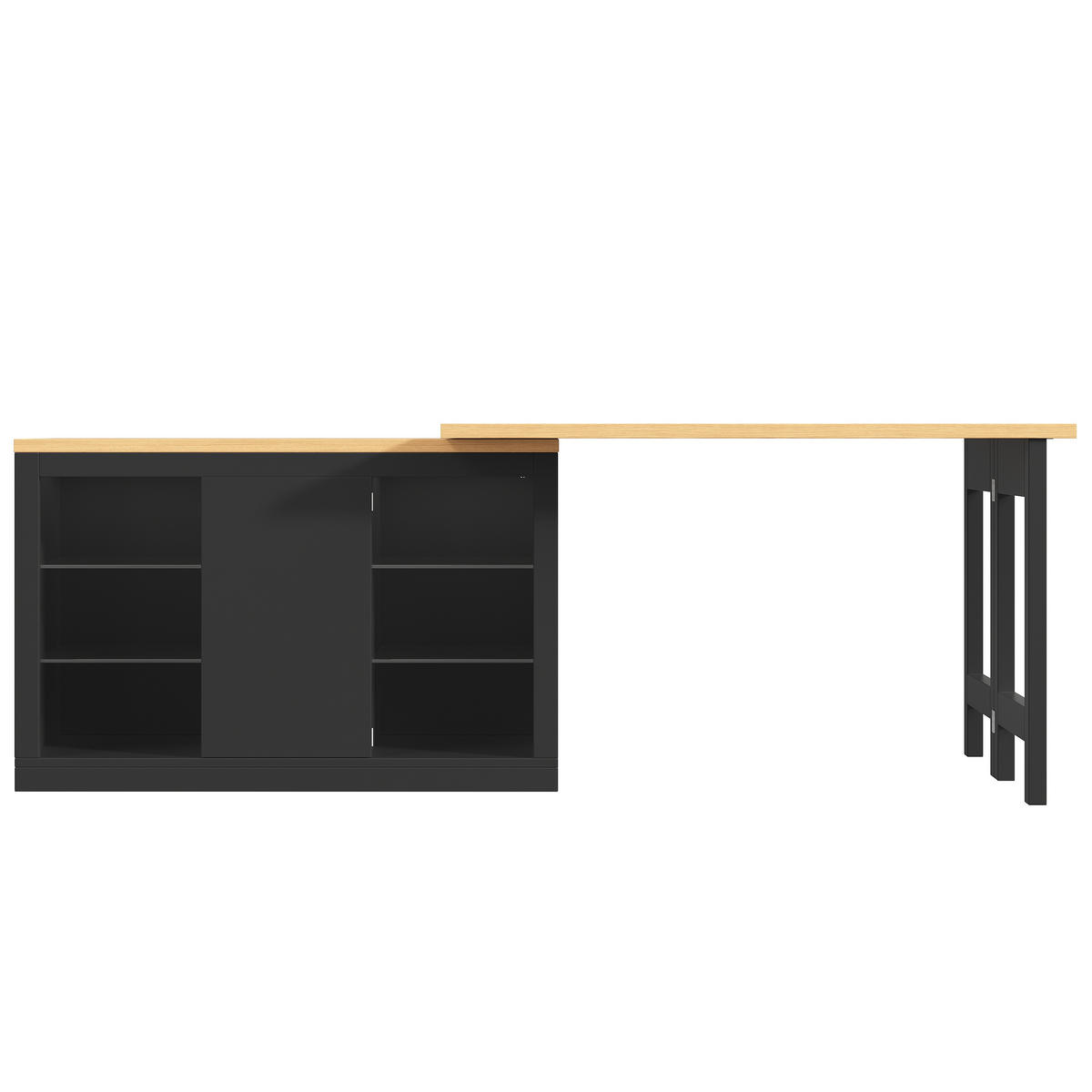 ESSTISCH Ausziehbar 120–197cm 360° RGB LED Stauraum - Schwarz, Holzwerkstoff (40/120/72cm) - FLIEKS
