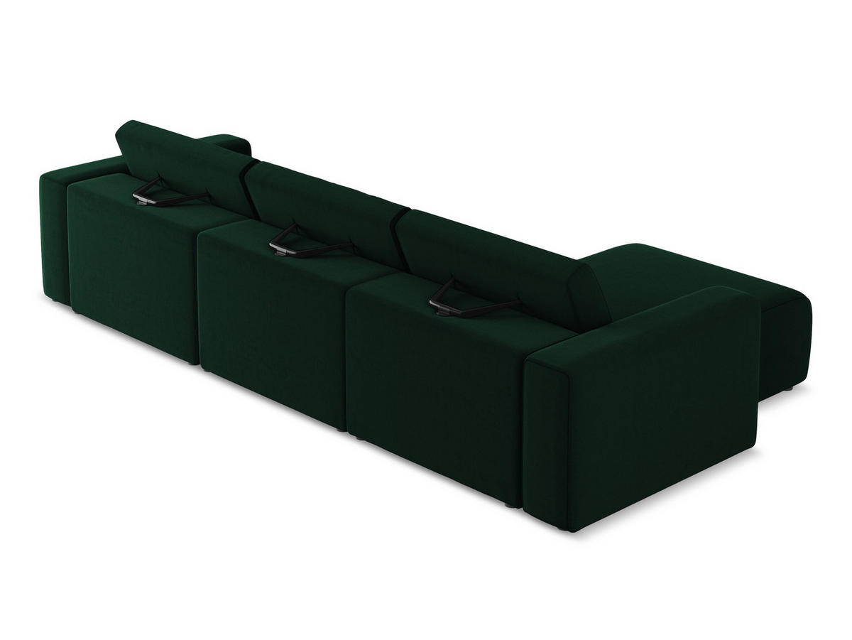 ECKSOFA Links Samt Stoff Grün - Blau/Dunkelgrün, Kunststoff/Textil (167/314cm) - Makamii