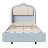 KINDERBETT 90×200 cm, LED-Musiklampe, schwebendes Design, Kopfteil in Wolkenform, bett Blau - Blau, Metall (90/215cm) - HOMAVO
