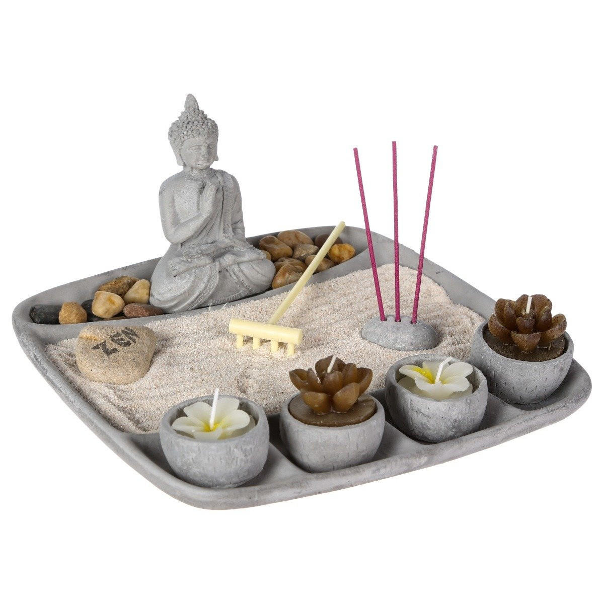 TABLETT Zen Garten 24/23 cm grau - Grau, Keramik (23.5/13/24cm) - Atmosphera Createur d´interieur
