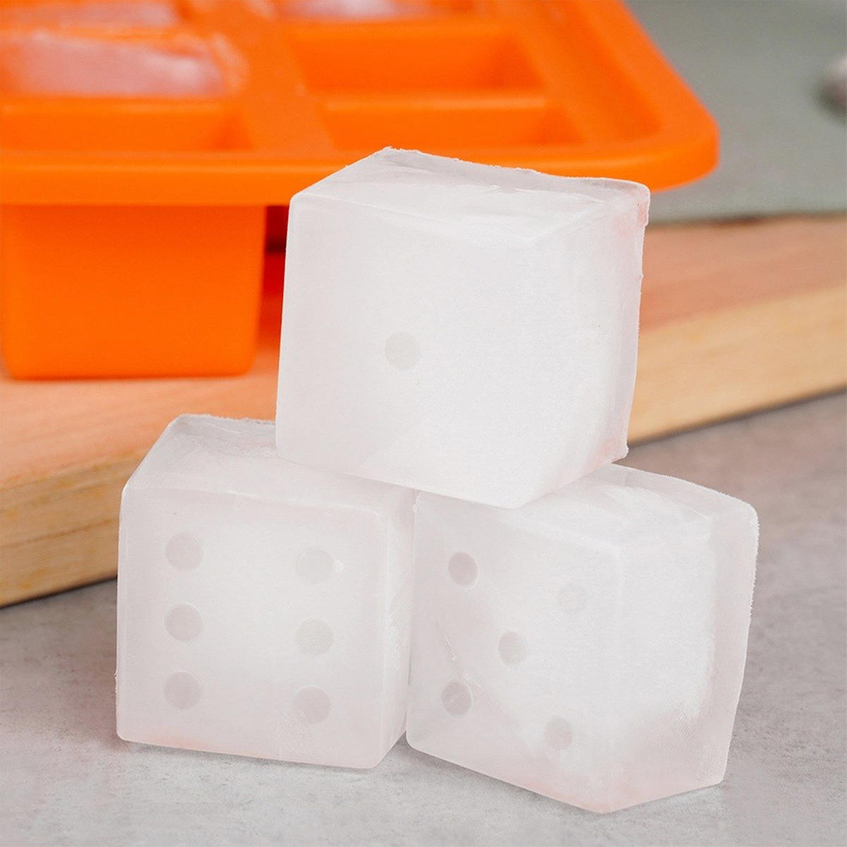 EISWÜRFELFORM SILLINIE Würfeldesign Orange - Orange, Kunststoff (26/3.5/11cm) - Orion 