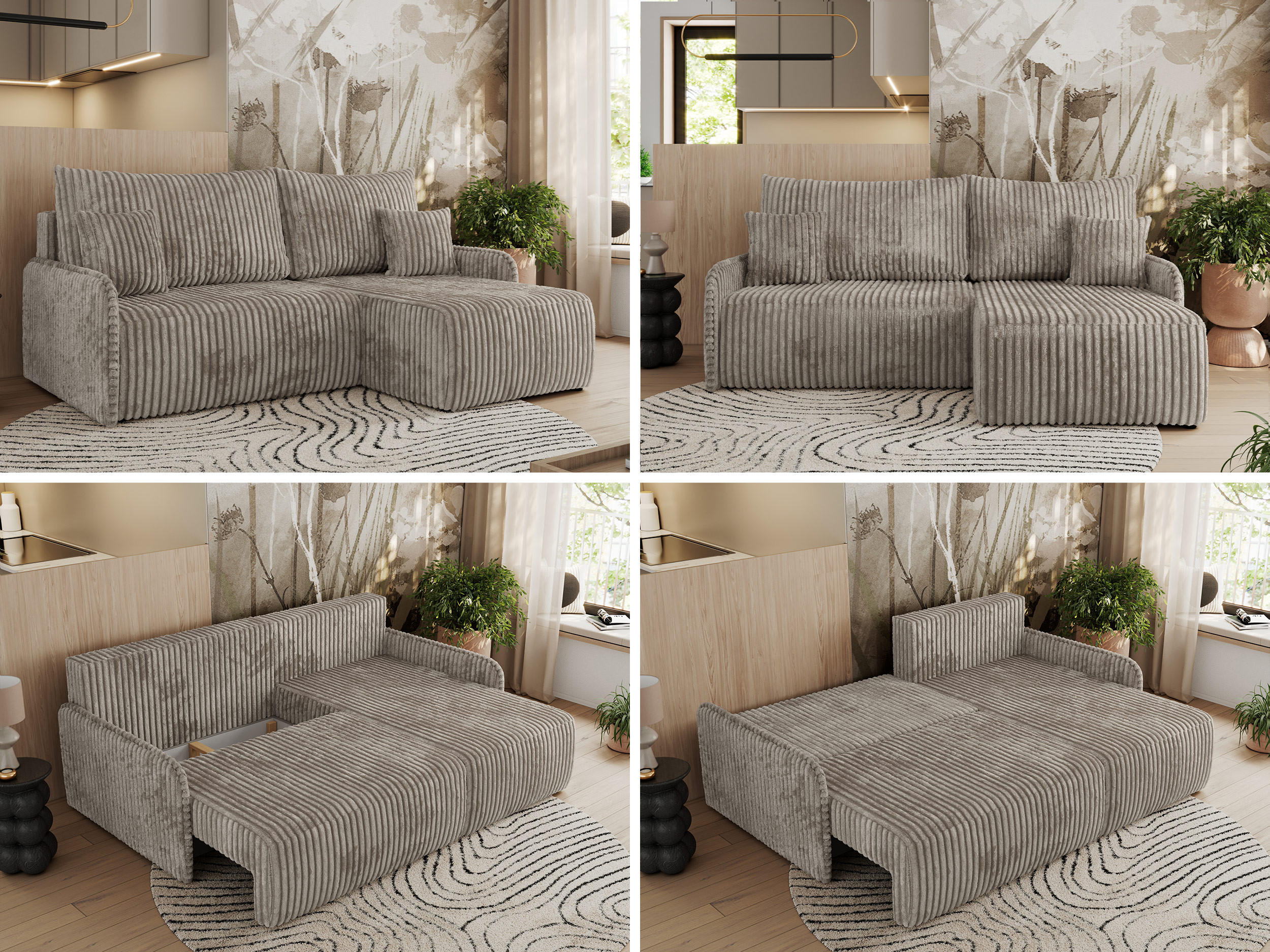 Thumbnail - MKS Eckschlafsofa, Hellbraun, Textil, 3-Sitzer, L-Form,L-Form, 198x150 cm, Oeko-Tex®, Wohnzimmer, Sofas & Couches, Wohnl...
