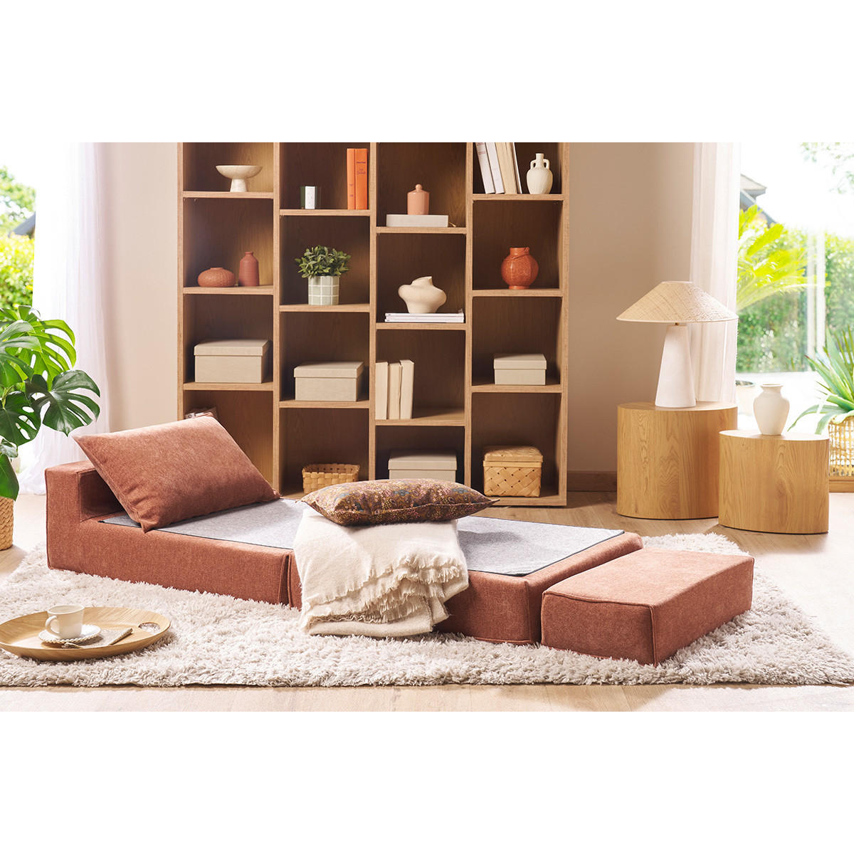 SCHLAFSESSEL Taupefarbener Stoff Samteffekt 1-Sitzer VICTOR - Grau, Textil (64/95/70cm) - Miliboo