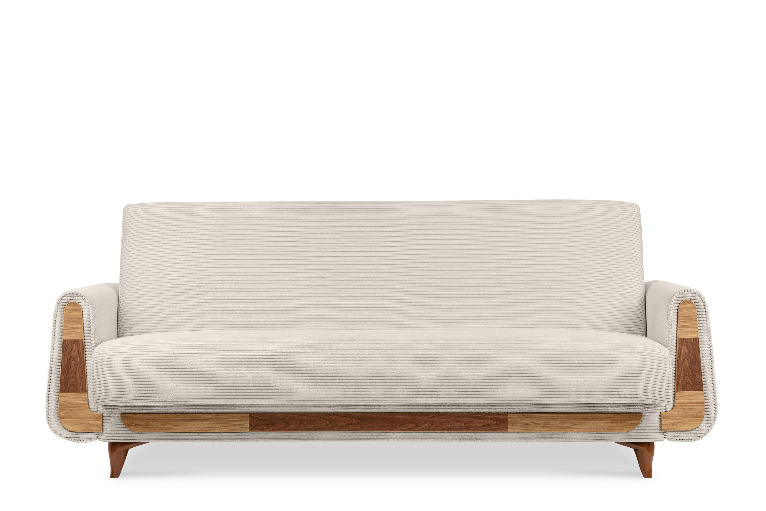 3-SITZER-SCHLAFSOFA GUSTAVO II mit Armlehnen, Creme - Creme, Holz/Holzwerkstoff (230/98/98cm) - KONSIMO®