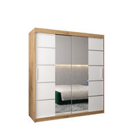 SCHWEBETÜRENSCHRANK 200/180/62 2-türig - Silberfarben/Weiß, Holz/Kunststoff (180/200/62cm) - MÖBEL KRYSPOL