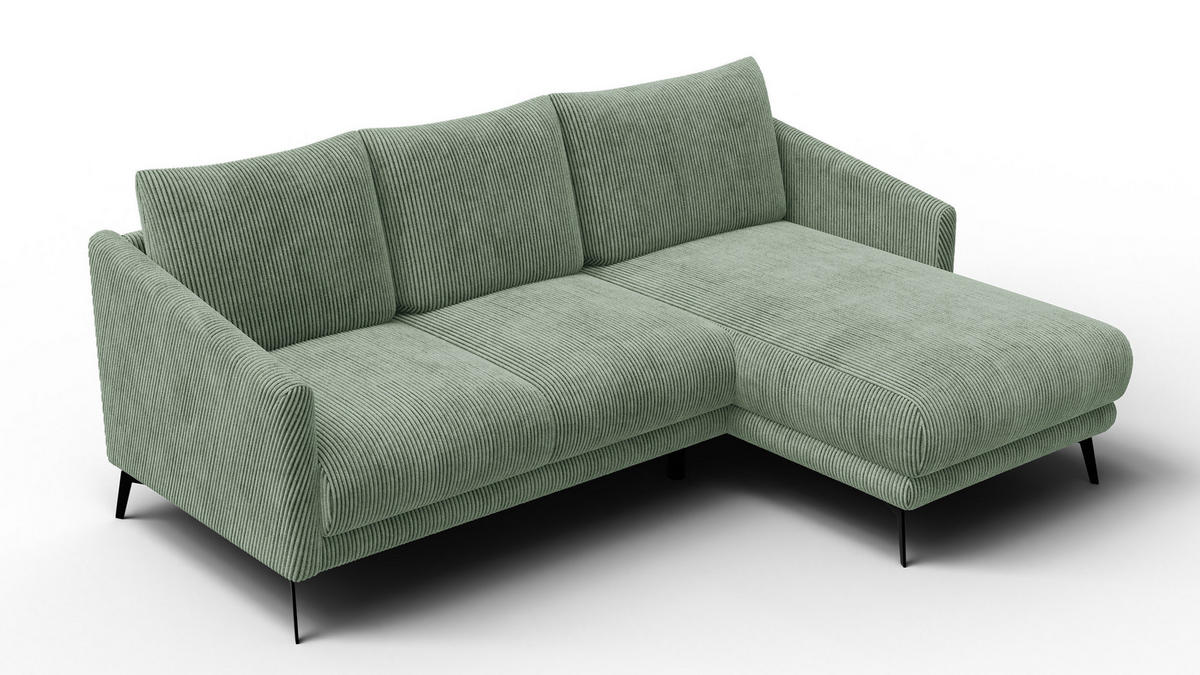 ECKSOFA VILT 3-Sitzer, mint - Schwarz/Mintgrün, Holzwerkstoff/Textil (221/156cm) - Courtois Laville