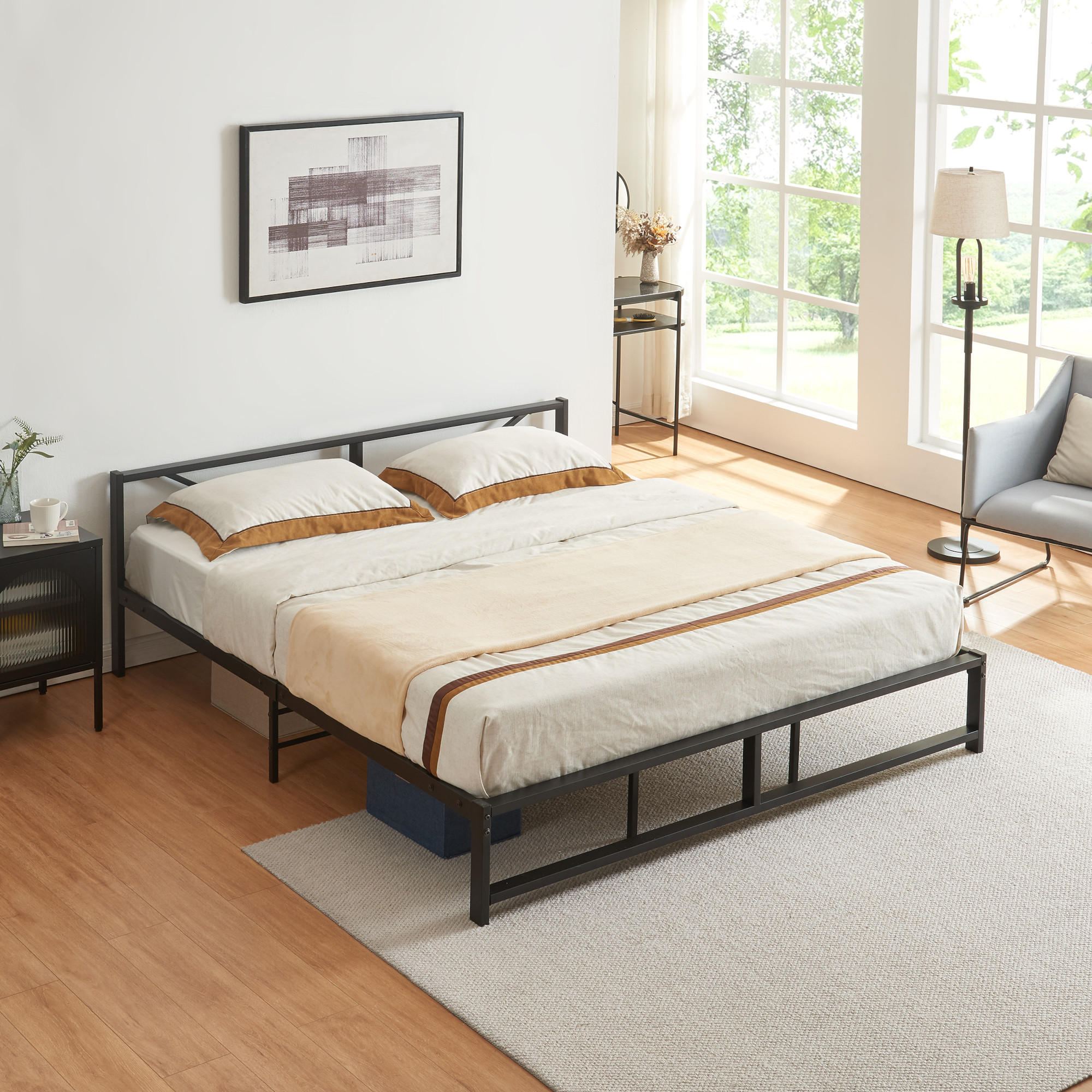METALLBETT Meran - Schwarz, Metall (180/200cm) - [en.casa]
