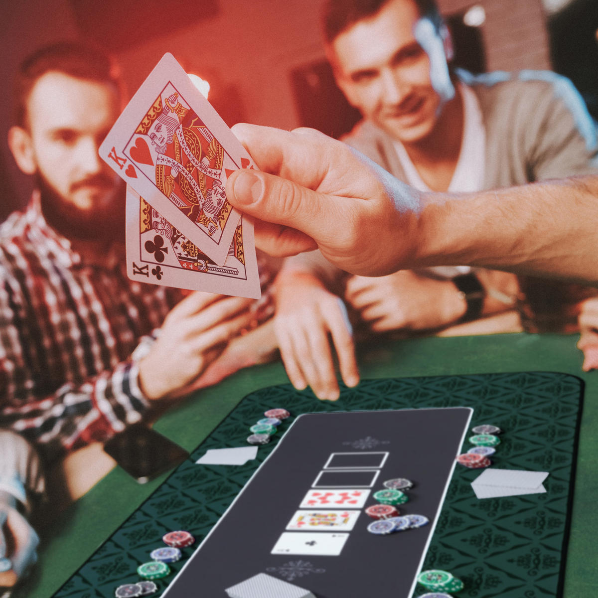 POKERMATTE - Dunkelgrün, Kunststoff/Textil (100/60cm) - Relaxdays